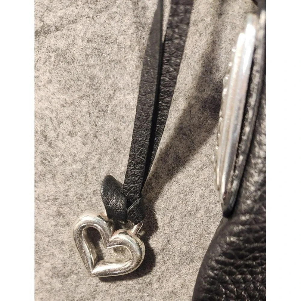 Brighton Hobo Bag Womens Black Leather Braided Strap Shoulder Floral‎ Lining